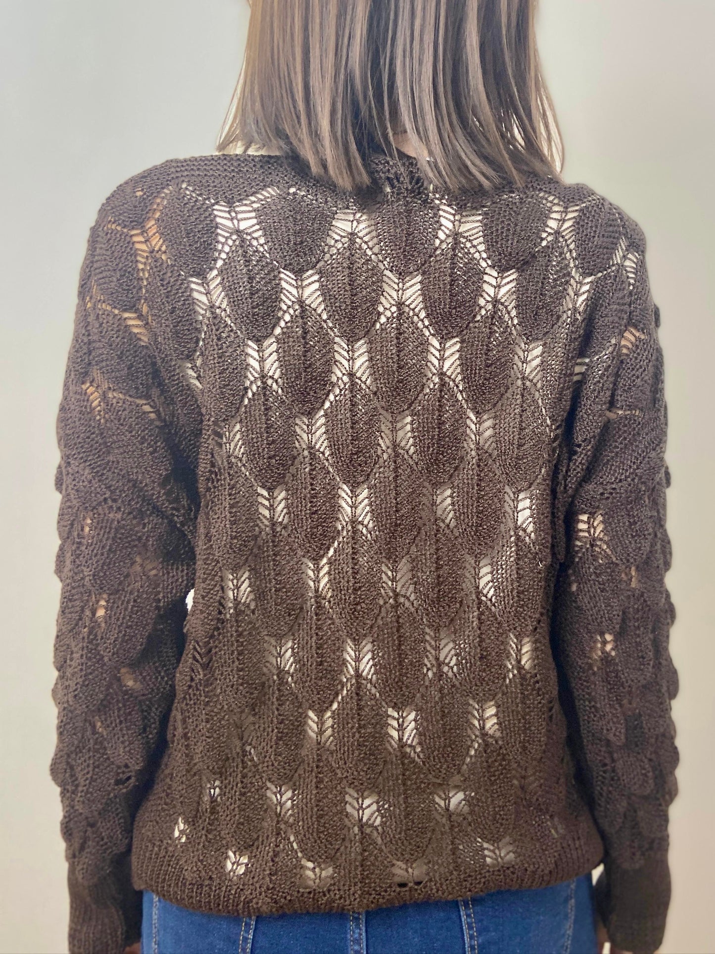 Maglia Traforata Cioccolato con Trama