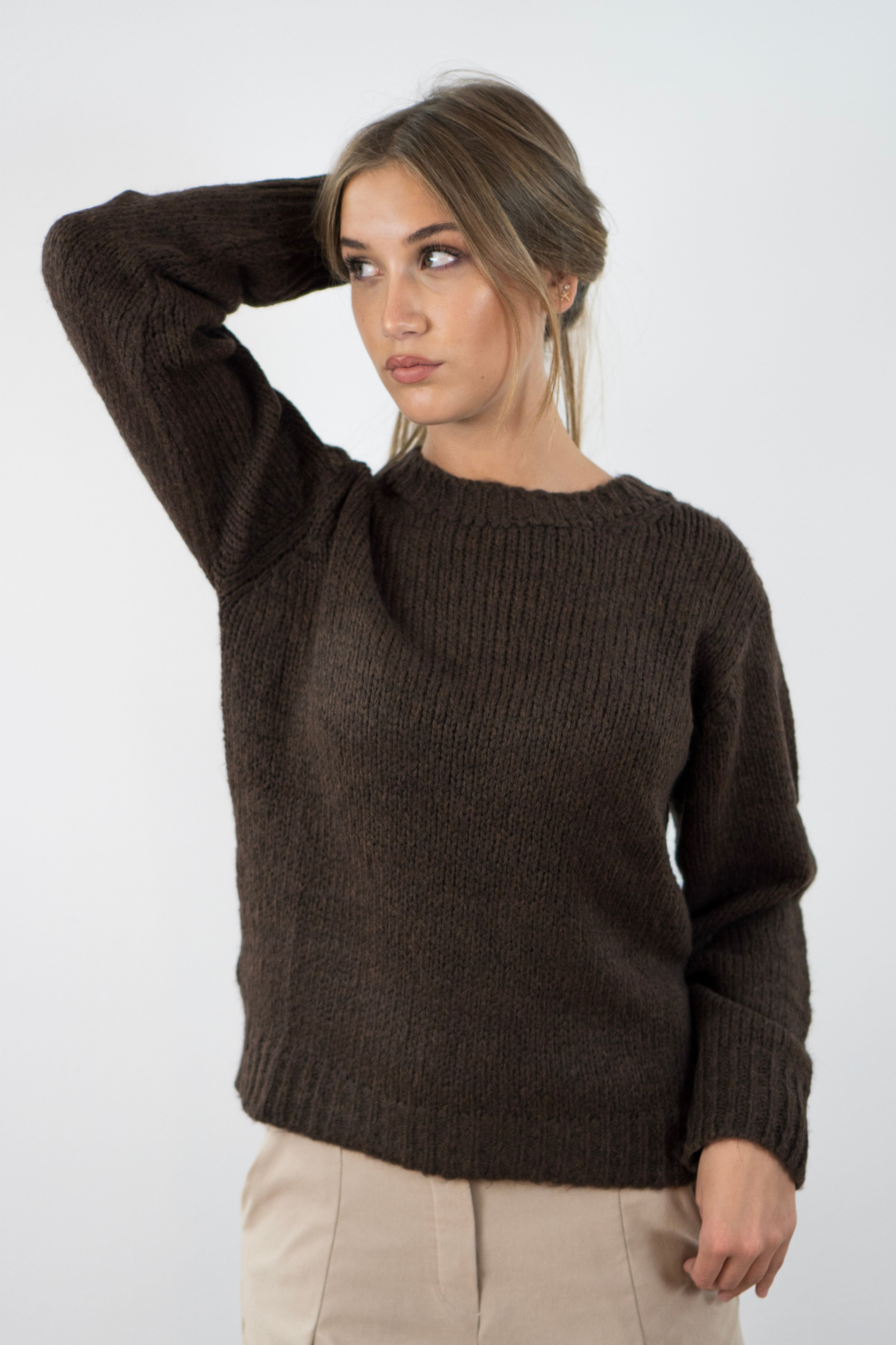 Maglione Girocollo con fondi in costina