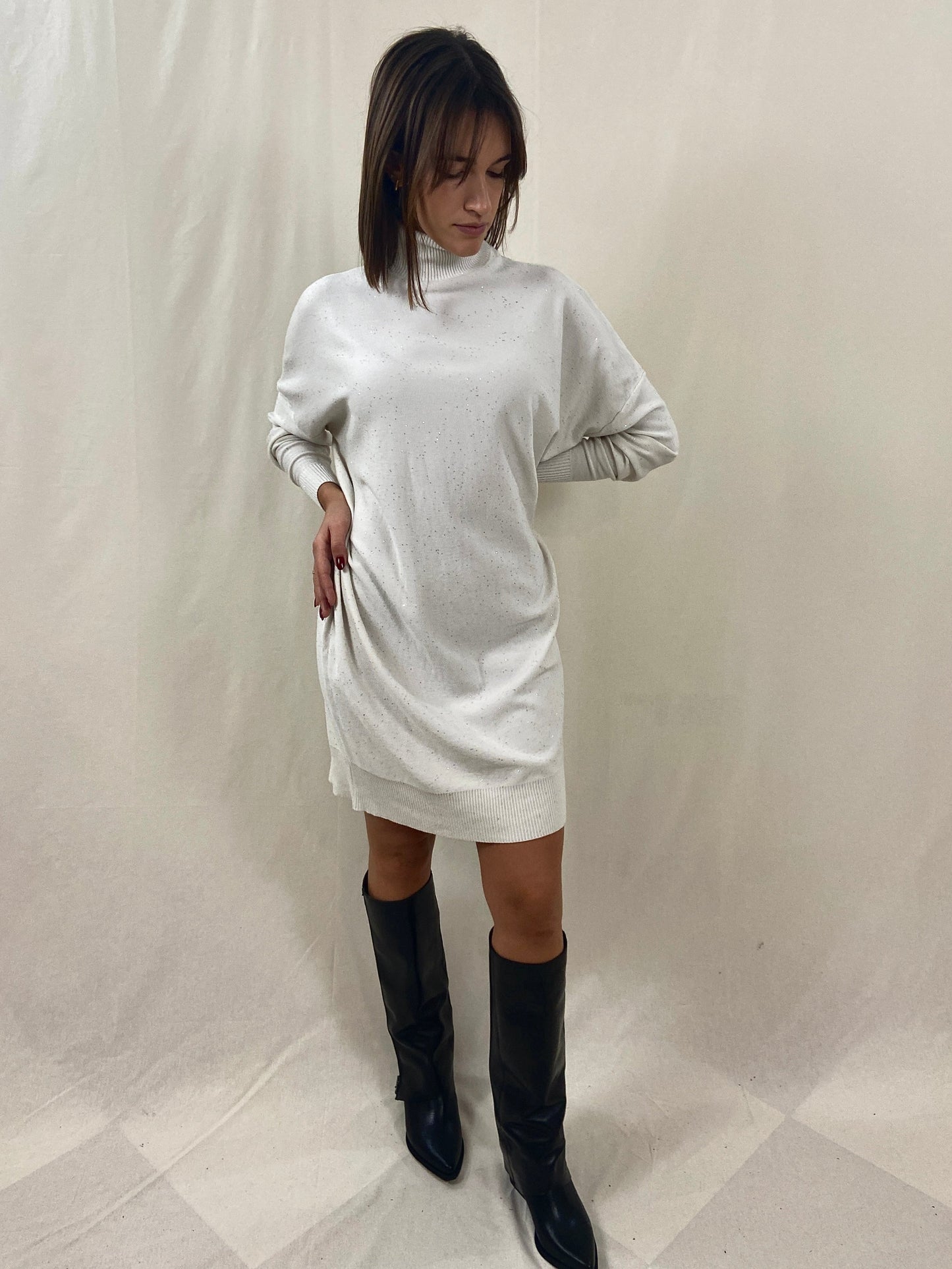 Abito in Maglia con Micro Paillettes