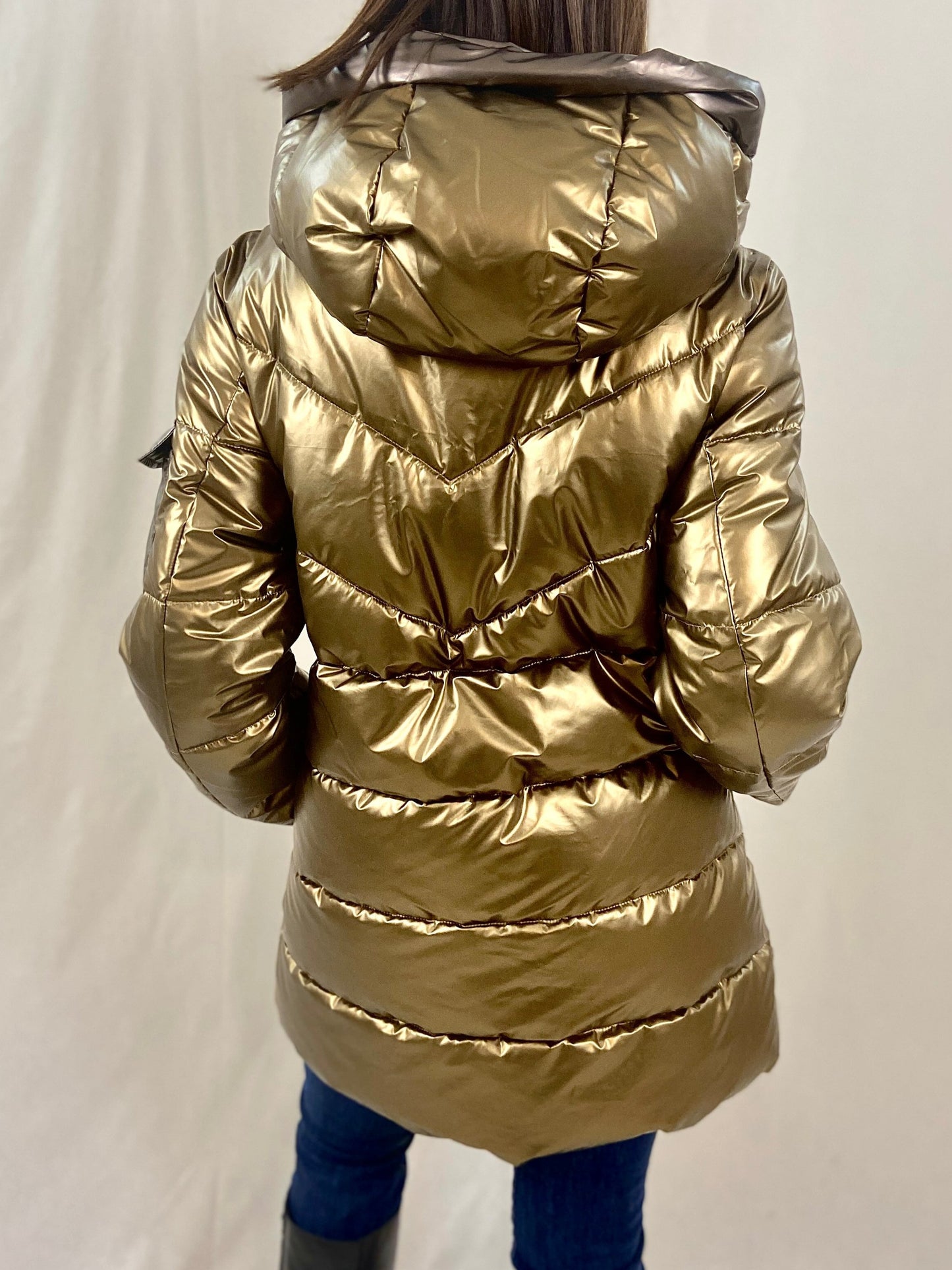 Piumino Lungo Oro Metallizzato