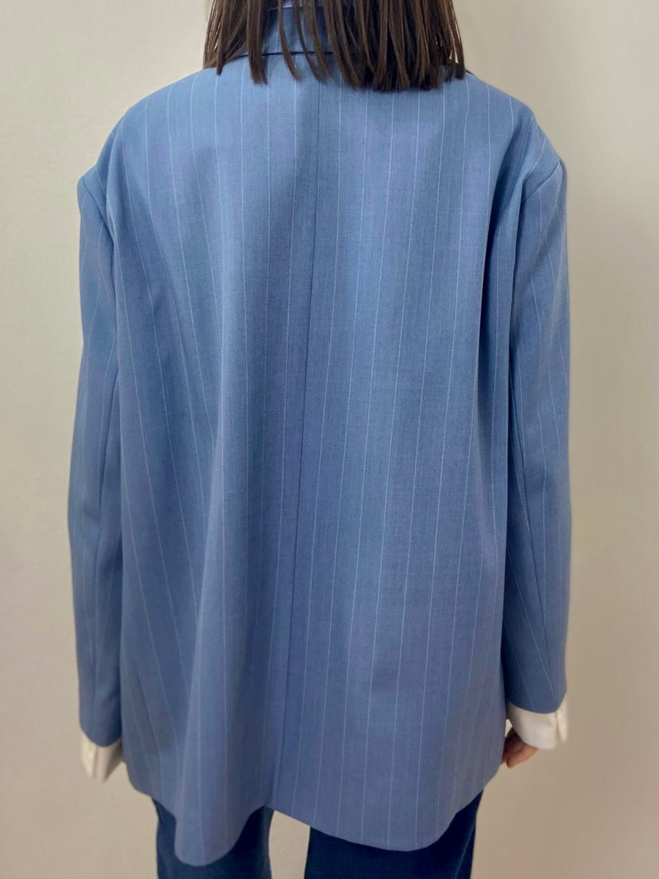 Blazer Oversize a Righe con Dettagli