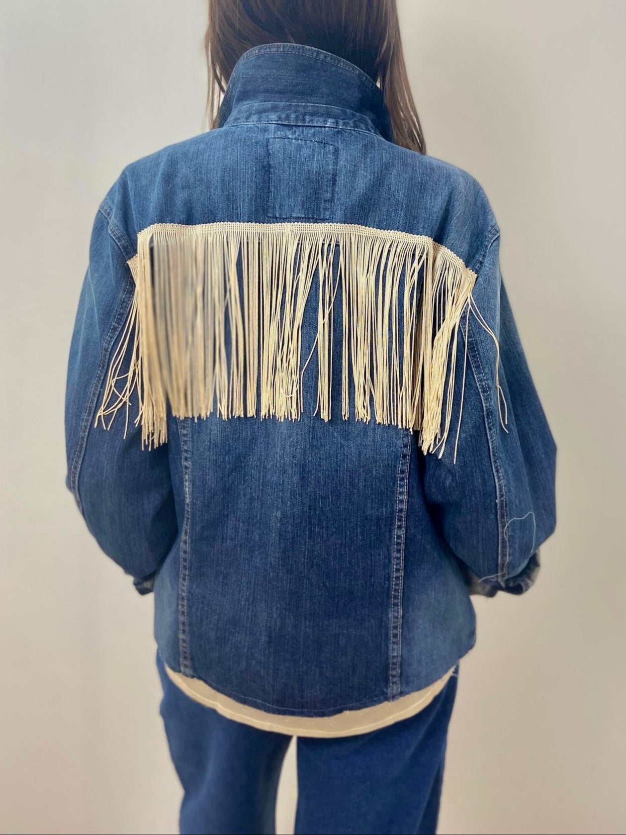 Giacca in Denim con Frange