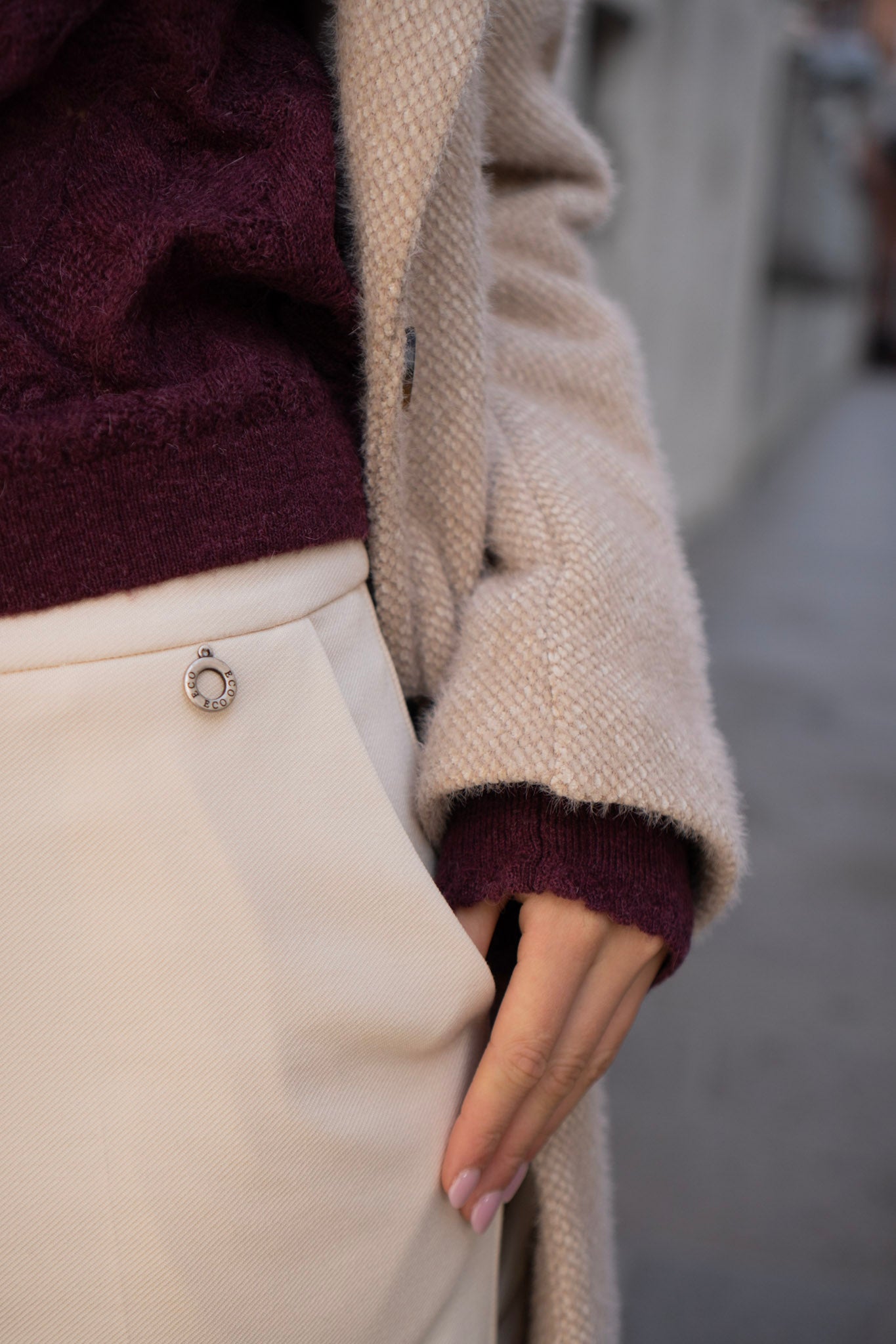 PANTALONE BIANCO SPORCO CON TASCHE