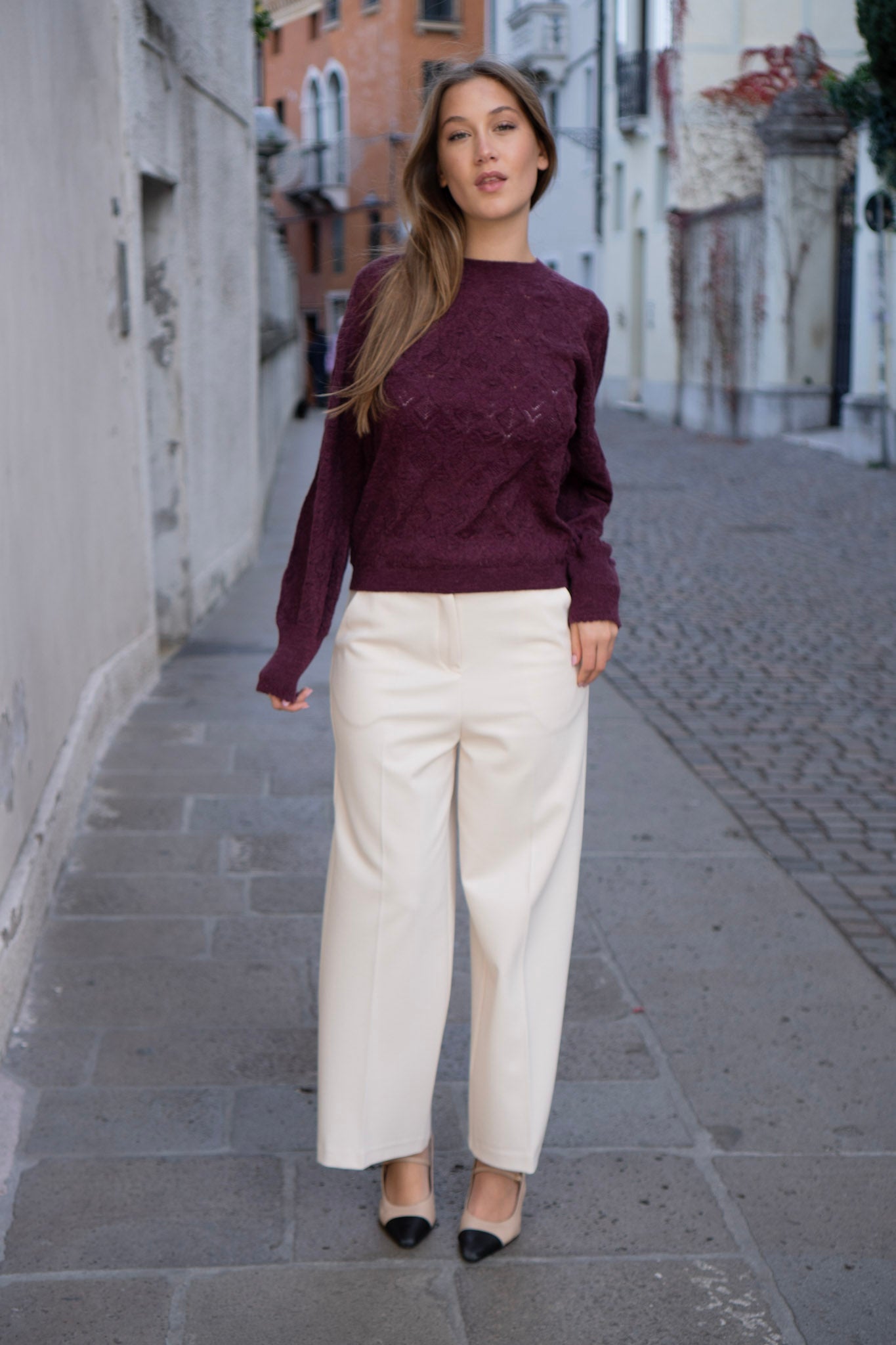 PANTALONE BIANCO SPORCO CON TASCHE