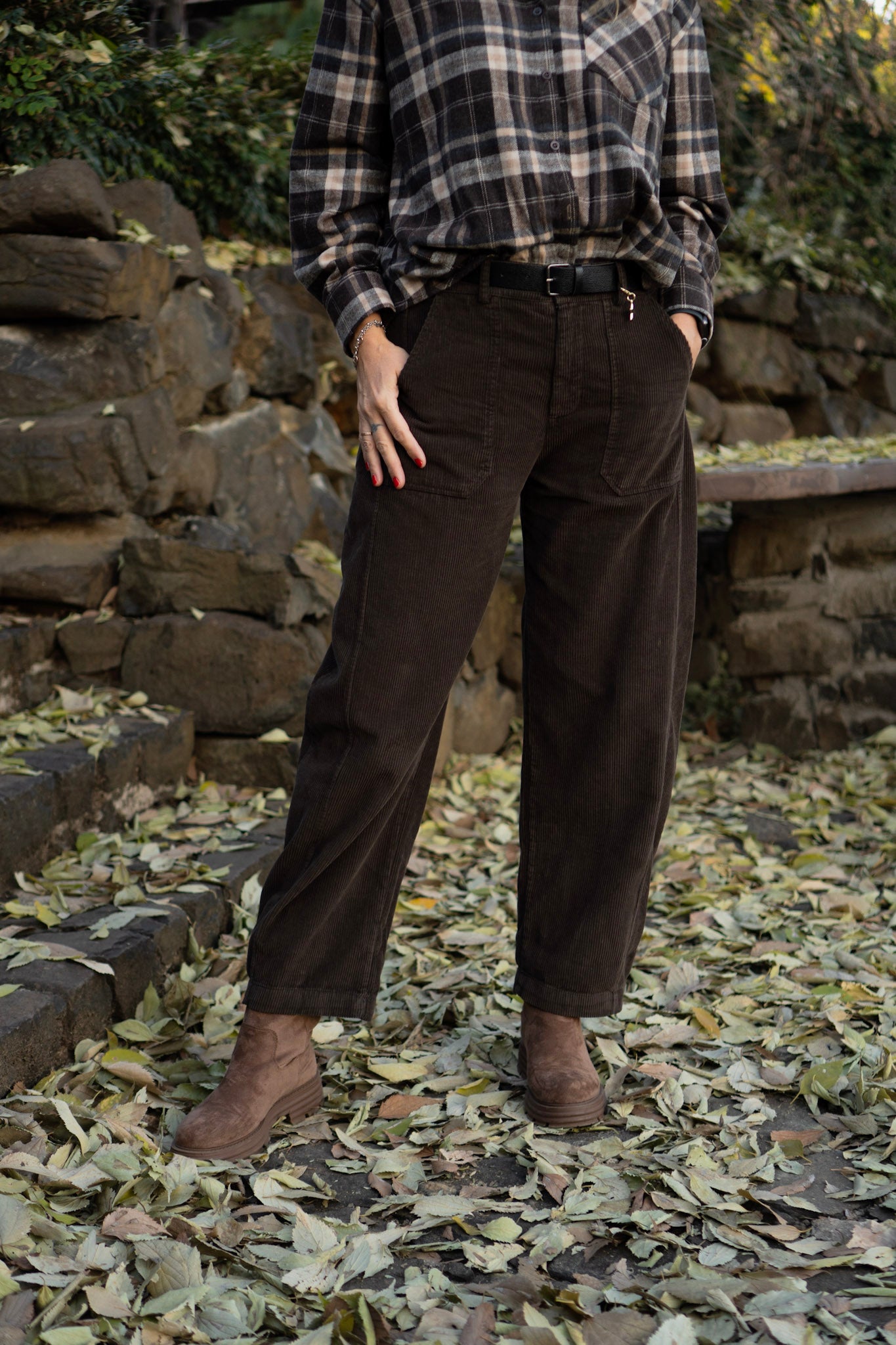 PANTALONI BALLOON IN VELLUTO CON CINTURA