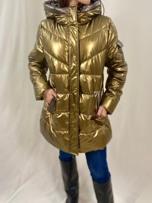 Piumino Lungo Oro Metallizzato