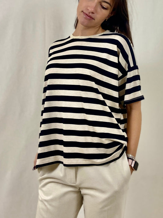 T-Shirt a Righe - Nero